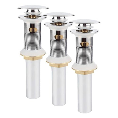 Pop Up Sink Drain with Overflow, Bathroom Faucet Vessel Vanity Sink Drain with Detachable Basket Stopper, Polished Chrome (Pack of 3) - color: Chrome, size: Big Popup Cap (Pack of 3)