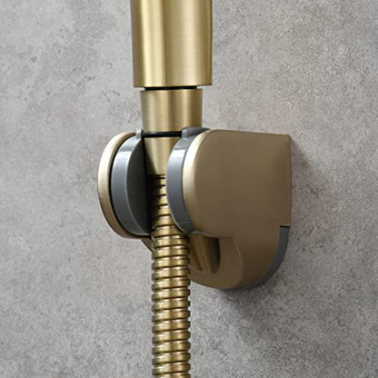 Brushed Gold Handheld Shower Head Holder ABS Wall Mount Shower Wand Hose Sprayer Holder Bracket, ST01J2 - style: Brushed Gold