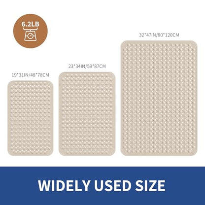 OTHWAY Extra Large Shower Mat 47"x 32", TPE Non Slip Shower Mat for Shower Stall, Inside Walk in Shower Mats with Drain Holes Suction Cups, Anti-Slip for Elderly (Apricot) - color: Apricot