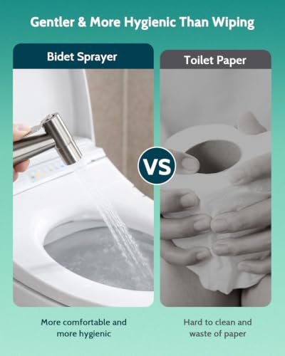 LUFEIDRA Handheld Bidet Sprayer, Adjustable Water Pressure, RV Toilet Use | Upgraded Leak-Free PVC Bidet Hose, 7/8" Brass T-valve, Stainless Steel, Feminine Wash, Cloth Diaper Rinse, Easy Install - color: Stainless Steel (Pro-Seal), size: 1 Pack