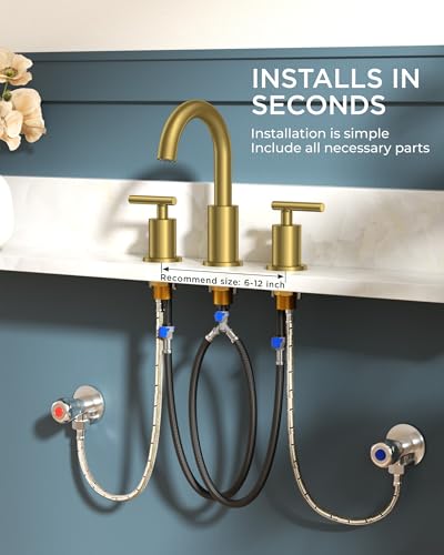 FORIOUS 2 Pack Widespread Brushed Gold Bathroom Faucet 3 Hole-Bulk Purchase | CUPC Widespread Gold Faucet Bathroom 3 Hole, 8 Inch Bathroom Sink Faucet Gold Vanity for Bath Renovation and Upgrading - color: Brushed Gold × 2, style: Modern