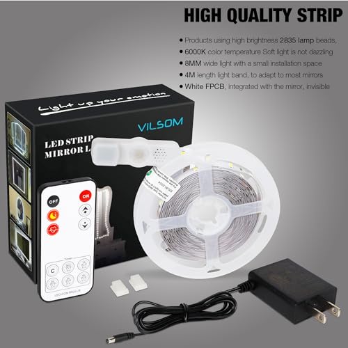 Led Vanity Mirror Lights Kit, ViLSOM 13ft/4M 240 LEDs Make-up Vanity Mirror | Mirror Light for Vanity Makeup Table Set with Dimmer and Power Supply, Mirror not Included
