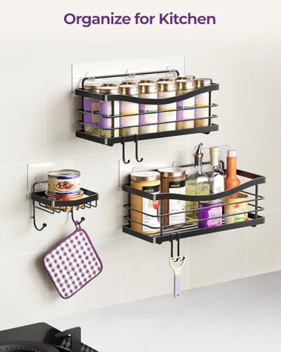 ODesign 3 Pack Adhesive Shower Caddy,Stainless Steel Shower Shelves,Black | No Drilling Shower Shelves Rack,Rustproof Shower Organizer with Soap Holder,Shelves for Bathroom Storage & Home Decor