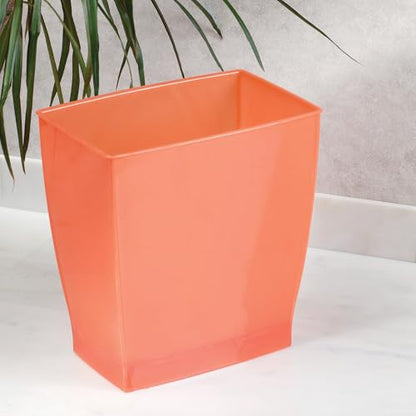 iDesign Small Plastic Bathroom Trash Can, Slim Rectangle, 2-Pack, Orange | Bedroom, Office, Dorm - color: Orange, style: Pack of 2
