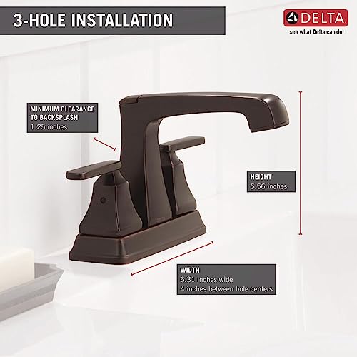Delta Faucet Ashlyn Centerset Bathroom Faucet, Oil Rubbed Bronze Bathroom Sink Faucet, 2 Handle Bathroom Faucet, Diamond Seal Technology, Metal Drain Assembly, Venetian Bronze 2564-RBMPU-DST - color: Venetian Bronze