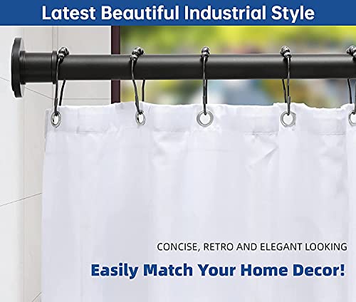BRIOFOX Industrial Shower Curtain Rod - Rustproof Non-Slip Long Tension Shower Rod 54-90 Inch Stainless Steel Tension Curtain Rod for Windows, Matte Black - color: Matte Black, size: 54-90 Inch
