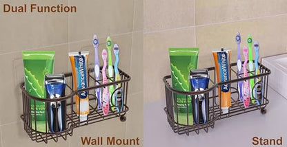 Simple Houseware 6 Slots Toothbrush Holder Adhesive Wall Organizer, Bronze - color: Bronze, size: Wall-Mounted / Freestanding