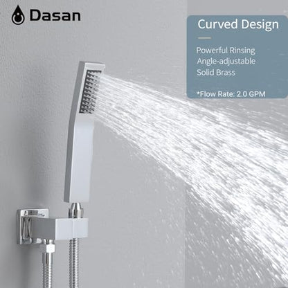 DASAN Tub Shower Faucets Sets Complete Chrome Bathtub Shower System with Tub Spout, Bathtub Faucet Set Tub and Shower Faucet Combo Trim Kit with Rough-in Valve, DA-SS03PC-S10W - color: Chrome