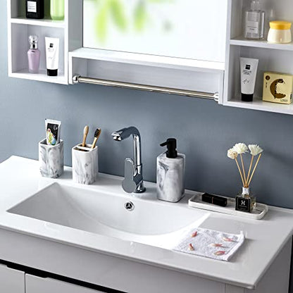Toothbrush Holder for Bathrooms, White Marble Look Toothpaste and Makeup Holder, Brushes and Razors Holder, Vanity Bathroom Countertop Organizer, Toothbrush Cup - color: 3. White Marble