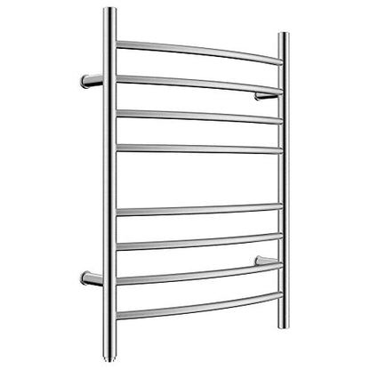 8-Bar Towel Warmer, Heated Towel Rack, Plug-in, Brushed | 304 Stainless Steel Curved 8-Bar Wall-Mounted Towel Warmer With Plug-In Installation Only For Bathrooms - color: Brushed