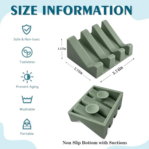Soap Dish Holder for Shower with Suction Cup, Silicone Soap Holder & Saver Self-Draining Bar Soap Dish Keeps Soap Dry for Bathroom, Kitchen, Bathtub (Green,1-Pack) - color: Green,1-pack