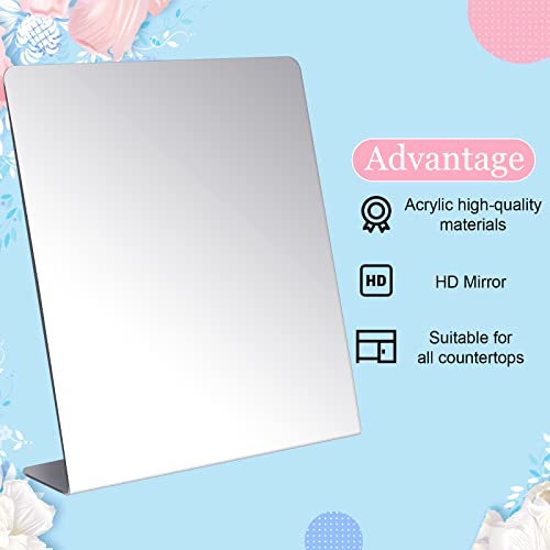 2 Pcs Counter Top Mirror Freestanding Table Desk Mirror Self Portrait Single Sided Acrylic Glass for Tabletop Desk Counter Bedroom Office Bathroom Home Dorm (12 x 18 Inch) - size: 12 x 18 Inch