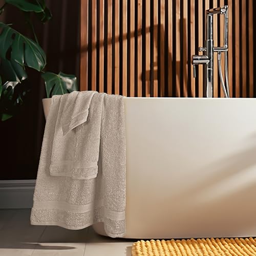 MyOwn 6 Piece Towel Set, 100% Combed Cotton - 2 Bath Towels, 2 Hand Towels, 2 Wash Cloths - 500 GSM Luxury Hotel Quality Ultra Soft Highly Absorbent Towel Set for Bathroom - Tan - color: Tan