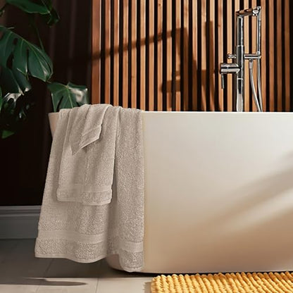 MyOwn 6 Piece Towel Set, 100% Combed Cotton - 2 Bath Towels, 2 Hand Towels, 2 Wash Cloths - 500 GSM Luxury Hotel Quality Ultra Soft Highly Absorbent Towel Set for Bathroom - Tan - color: Tan