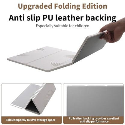 Foldable Stone Dish Drying Mat for Kitchen Counter, Diatomaceous Earth Drying Mat with Non-Slip Backing, Heat Resistant Multifunctional Mat for Kitchen & Bathroom, Instant water absorption-(24"×16") - color: White