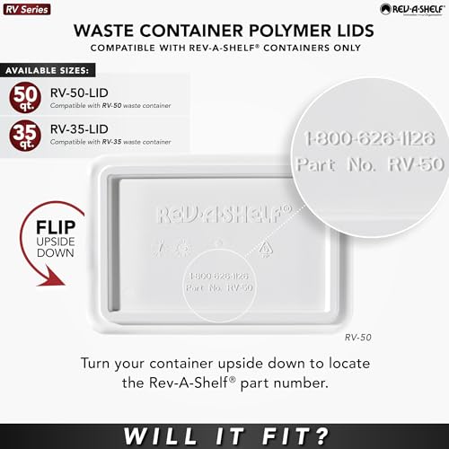 Rev-A-Shelf 50 Qt Under Sink Garbage Can Lid for Base Kitchen and Bathroom Cabinet, Replacement Plastic Trash Bin Lid Only, Silver, RV-50-LID-17-1 - color: Silver, size: 50 QT