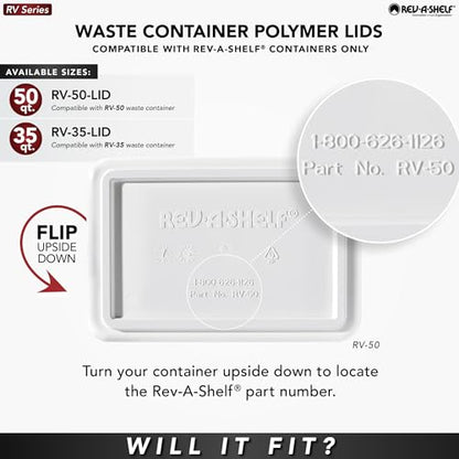 Rev-A-Shelf 50 Qt Under Sink Garbage Can Lid for Base Kitchen and Bathroom Cabinet, Replacement Plastic Trash Bin Lid Only, Silver, RV-50-LID-17-1 - color: Silver, size: 50 QT