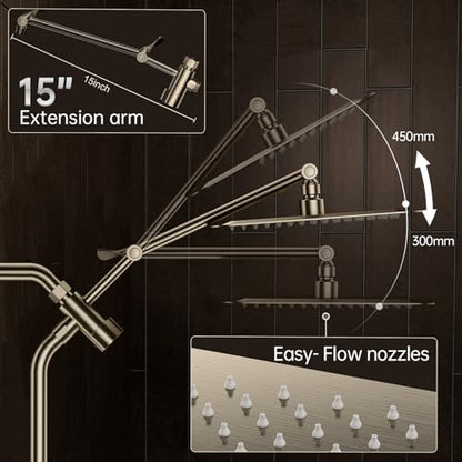 Veken All Metal 10" Luxurious Brushed Nickel Rain Shower Head with Handheld | Dual High Pressure Shower Heads, Power-wash Hand Held with Hose,Double Detachable Showerhead,Square Rainfall,Bathroom Upgrade - color: Brushed Nickel, size: 10 Inch