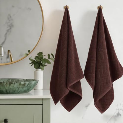Cozy Wheat Spike Stripes Bath Towel Set Coral Fleece from Bamboo Bathroom Towels-Soft&Absorbent Wheat Spike Stripes Pattern-Brown