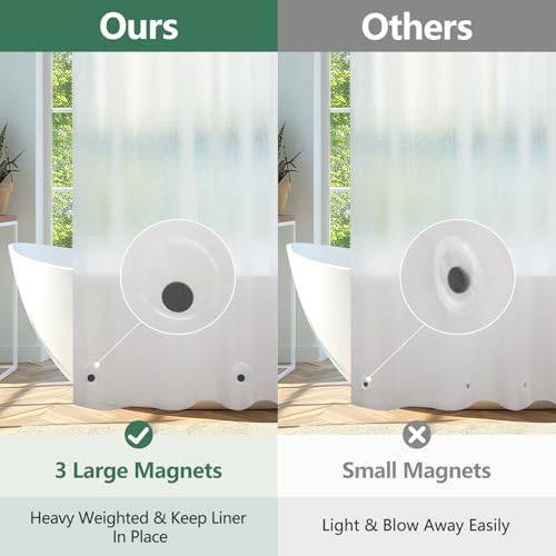 Seenus Waterproof Frosted Stall Shower Curtain Liner Long 54 x 78 Inch, Bpa-Free EVA Shower Liner with 3 Extra-Large Magnets, 54''W Plastic Bathroom Privacy Curtain Translucent - color: Frosted, size: 54"W x 78"L (Pack of 1)