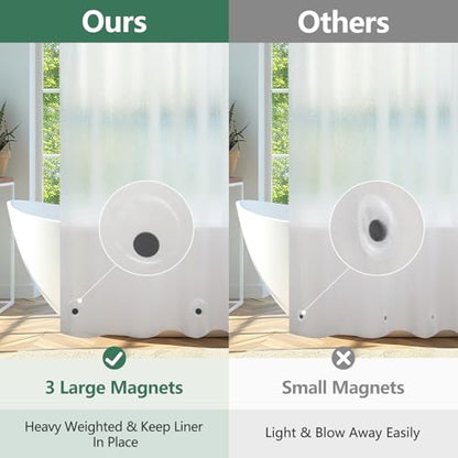 Seenus Waterproof Frosted Stall Shower Curtain Liner Long 54 x 78 Inch, Bpa-Free EVA Shower Liner with 3 Extra-Large Magnets, 54''W Plastic Bathroom Privacy Curtain Translucent - color: Frosted, size: 54"W x 78"L (Pack of 1)