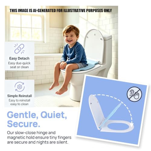Toddler Toilet Seat with Built-In BlueChild Seat Soft Close D Shape | Remove the seat in seconds for effortless cleaning around hidden hinge areas Crack-resistant and fade-resistant - size: 18Blue