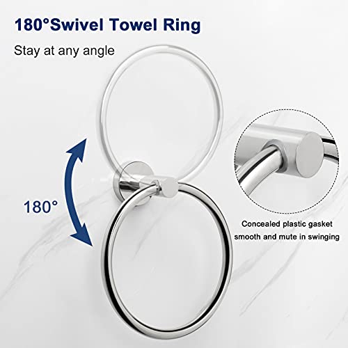 NearMoon Bath Towel Ring, Bathroom Hardware Accessories-Thicken Stainless Steel Hand Towel Holder for Bathroom, Modern Round Towel Hanger Wall Mounted (Chrome, 1 Pack) - color: Chrome