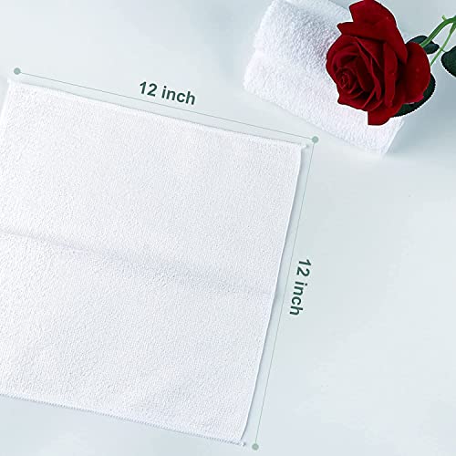 Orighty Washcloths Bulk, 50 Pack Microfiber Face Towels, 12x12 Inch White | Highly Absorbent & Soft Feel, Multi-Purpose Wash Cloths & Hand Towels for Bathroom, Hotel, Spa, and Gym - color: White