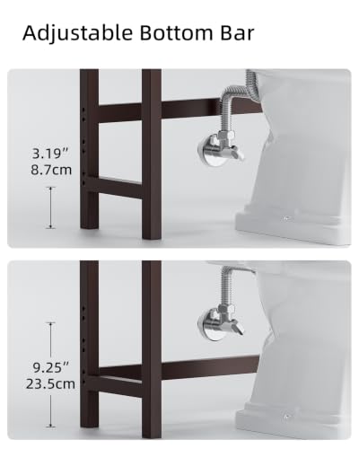 SMIBUY Bathroom Storage Shelf, Bamboo Over-The-Toilet Organizer Rack, Freestanding Toilet Space Saver with 3-Tier Adjustable Shelves (Dark Brown) - color: Dark Brown