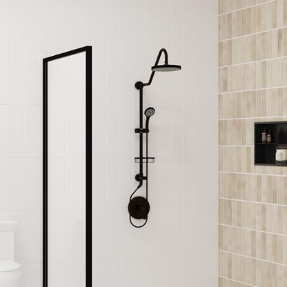 PULSE ShowerSpas Kauai III Oil-Rubbed Bronze Rain Shower Head with Handheld Spray - 2.5 GPM, 8" Showerhead, 5-Function HandShower, Adjustable Slide Bar - Shower Heads with Handheld Spray Combo - color: Oil Rubbed Bronze, size: 2.5 Gallon Per Minute