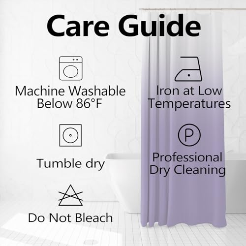 Ombre Lavender Stall RV Shower Curtain with Hooks 36x72inches | Machine Washable Waterproof, Modern Solid Boho Gradient, Bathroom Dorm Hotel Room Divider, Easy to Install, Window Curtain - color: Lavender, size: 36"W x 72"L (Pack of 1)