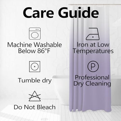 Ombre Lavender Stall RV Shower Curtain with Hooks 36x72inches | Machine Washable Waterproof, Modern Solid Boho Gradient, Bathroom Dorm Hotel Room Divider, Easy to Install, Window Curtain - color: Lavender, size: 36"W x 72"L (Pack of 1)