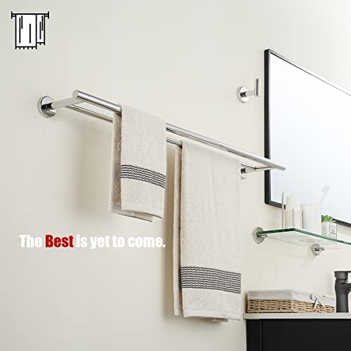 JQK Double Bath Towel Bar, 33 Inch 304 Stainless Steel Thicken 0.8mm Towel Rack for Bathroom, Towel Holder Polished Chrome Wall Mount, Useable Length 30 Inch, TB100L30-CH - color: Polished Chrome, size: 33 Inch