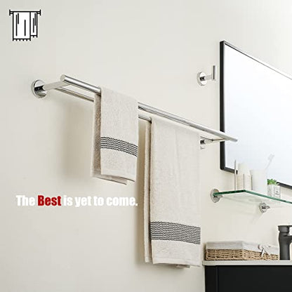 JQK Double Bath Towel Bar, 33 Inch 304 Stainless Steel Thicken 0.8mm Towel Rack for Bathroom, Towel Holder Polished Chrome Wall Mount, Useable Length 30 Inch, TB100L30-CH - color: Polished Chrome, size: 33 Inch