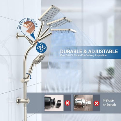 Rain Shower Head with Handheld High Pressure rainfall Shower Heads with Handheld Spray Combo,Brushed Nickel - color: Brushed Nickel
