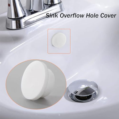 LiXiongBao 4 Pack Rubber Sink Overflow Hole Cover,Circular Sink Overflow Cap for Kitchen and Bathroom Sink Basin Trim Overflow Drain Cover(White)