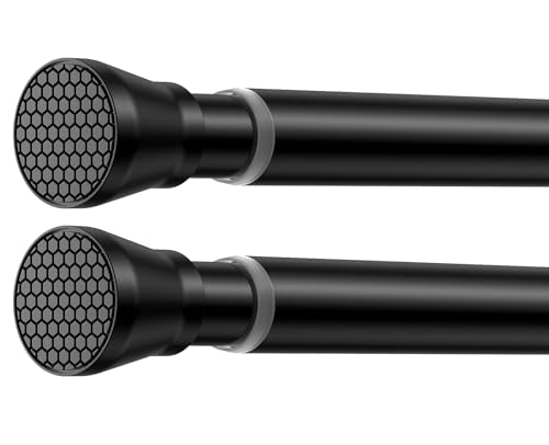 2 Pack Adjustable Tension Curtain Rod 30 to 64 inches, Spring Curtain Rod for Windows Tension Rod No Drill, Spring Tension Curtain Rod for Window, Bathroom, Doorway, Black - color: Black, size: 30 to 64 inch-2pcs