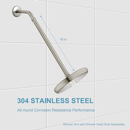 OFFO Shower Head Extension Arm, Brushed Nickel 16 in Shower Arm Extension Shower Head Extender Made of 305 Stainless Steel Shower Pipe Extension - color: Brushed Nickel, style: 16 in