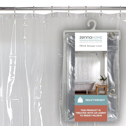 Zenna Home Clear Shower Curtain Liner, Super Heavyweight Transparent Liner for Showers and Bathtubs with Rustproof Grommets, 10-Gauge Vinyl, 72 x 72 Inches - size: 72"W x 72"L (Pack of 1)
