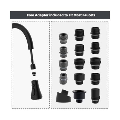 Hibbent Pull Down Spray Head for Kitchen Faucet, NSF/ANSI/CAN 61 & CUPC Certified 3-Function Spray Nozzle, 15 Adapters, Sink Faucet Head Replacement Compatible with Moen, Delta, Kohler, Matte Black - color: Matte Black, style: 1.8 Gallon Per Minute