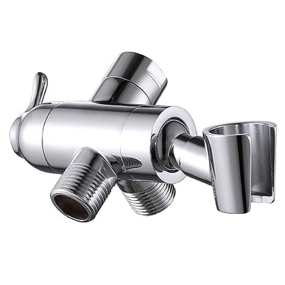 Shower Arm Diverter with Handshower Mount, G1/2 Brass Shower Diverter Valve Bathroom Universal Shower System Replacement for Handheld Shower and Fixed Shower Head(Polished Chrome) - color: Polished Chrome