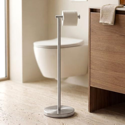 KES 26" Tall Toilet Paper Holder Stand with Weighted Base, Brushed Finish | Free Standing Design, Rustproof SUS304 Stainless Steel, Weighted Base, Anti-Slip Pad, Easy Assembly, Fits All Roll Sizes - color: Brushed Grey, size: 26" H