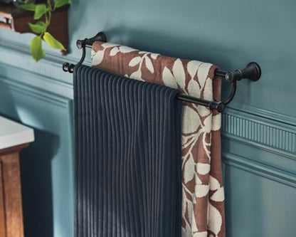 Moen Belfield Matte Black Double Towel Bar, YB6422BL