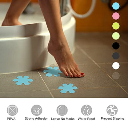 HARFINGTON 1 Set(20pcs) Non Slip Bathtub Stickers Bath Shower Floor 3.15" 3.94" Anti-Slip Sticker Tape Flower Style Decals for Bathroom Kitchen Bathtub Treads Stairs, White - color: White