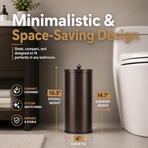 [2023 Upgraded Version] HUJI Rust Resistant Stainless Steel Toilet Paper Roll Canister Holder w/Removable Base for Bathroom Storage (1 Pack, Toilet Paper Canister) (Bronze) - color: Bronze