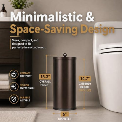 [2023 Upgraded Version] HUJI Rust Resistant Stainless Steel Toilet Paper Roll Canister Holder w/Removable Base for Bathroom Storage (1 Pack, Toilet Paper Canister) (Bronze) - color: Bronze