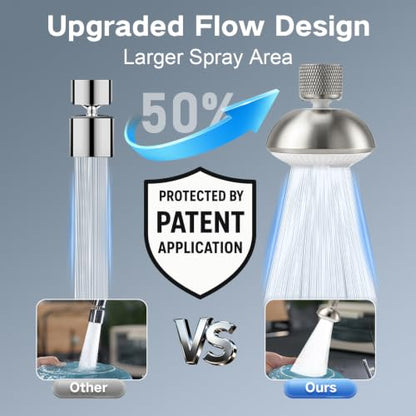 Kitchen Faucet Sprayer Attachment, Anti-Splash 3-Mode Swivel Faucet Extender with Wide Spray Area, 360° Rotating Faucet Aerator, Faucet Head Replacement for Kitchen (Brushed Nickel) - color: Brushed Nickel