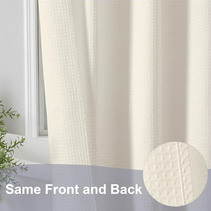 Cream Waffle Weave Fabric Shower Curtain, Textured Heavy Cloth Shower Curtains for Bathroom, Water Repellent Soft Hotel Spa Luxury Elegant Bath Curtain, Machine Washable, Cream, 72x78 Inch - color: Cream, size: 72"W x 78"L (Pack of 1)