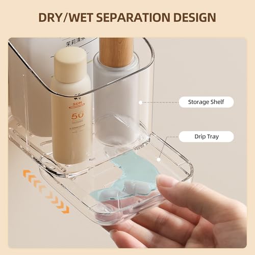 Toothbrush Holder Wall Mounted,Detachable Toothbrush and Toothpaste Holder | with Divider for Bathroom, Anti-Slip Electric Tooth Brush Holder Set with Drainage, Bathroom Accessory - Clear - size: Standard
