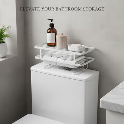Over Toilet Storage Rack, Iron Bathroom Shelf with Baked Enamel Finish, Wall Mounted Vertical Organizer for Small Bathrooms, 13-Inch Width (1 PC) - color: White